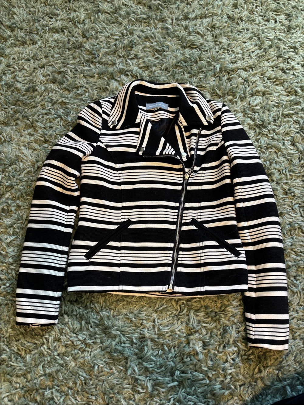 Bagatelle B&W Striped Moto Jacket